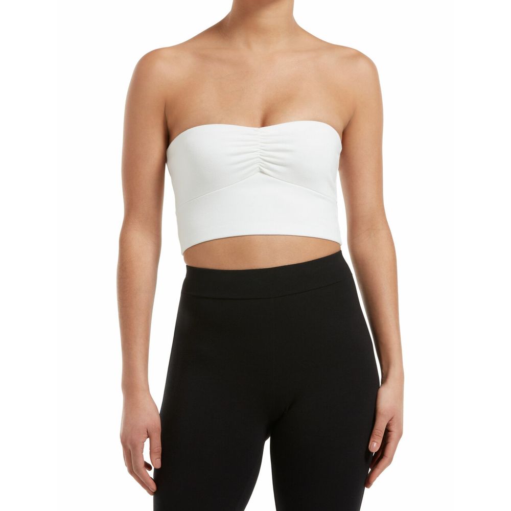 Hue Women's Ruched Blackout Cotton Midriff Bandeau Tube Halter Top